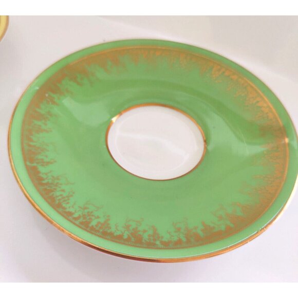 Vintage Coalport Bone China Demitasse Cups & Saucers Sets One Green/One Yellow - Picture 8 of 16